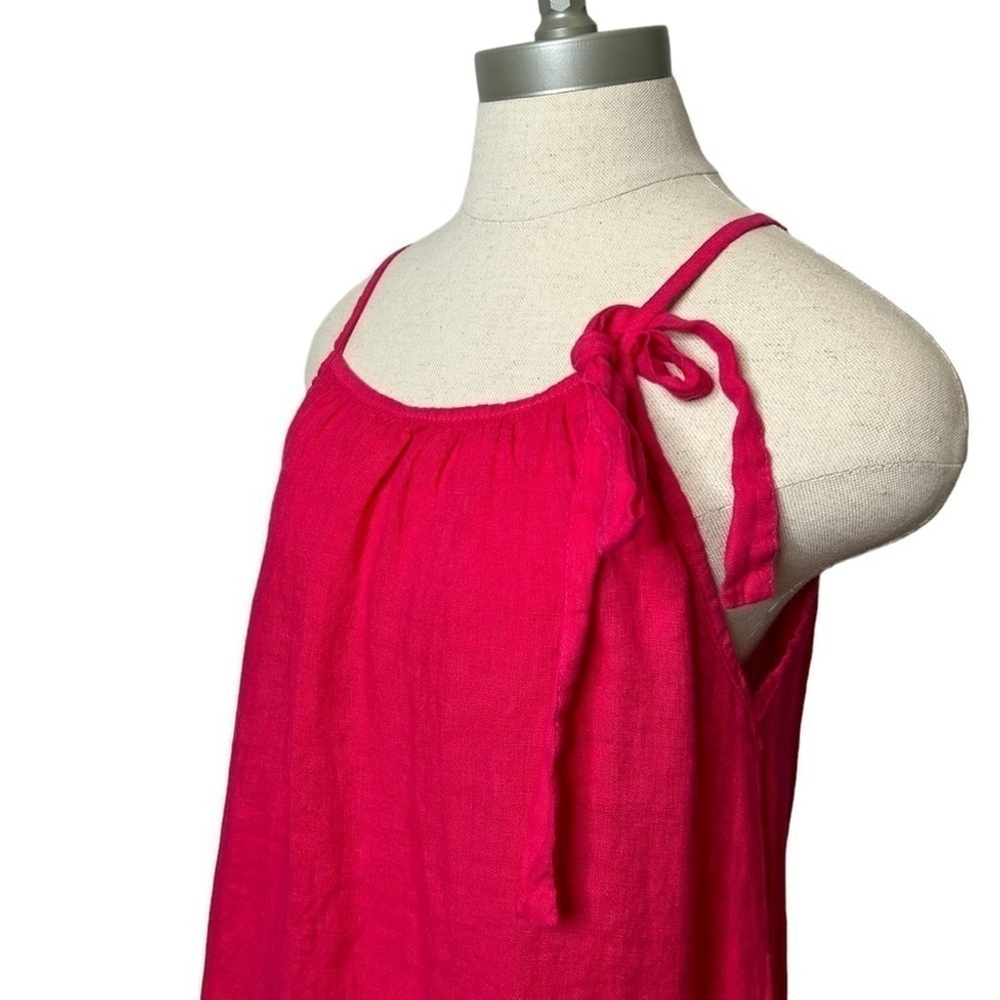 Lungo L'arno Women's Pink Linen Dress Made In Italy Summer Beach Casual Small - Picture 2 of 13